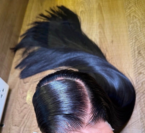 Straight customized 28” human hair wig